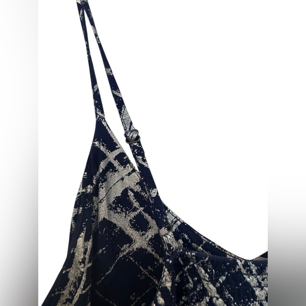 Women’s Berkley Jensen Navy Blue & Silver Long Maxi Dress: Pockets: M - Picture 8 of 11